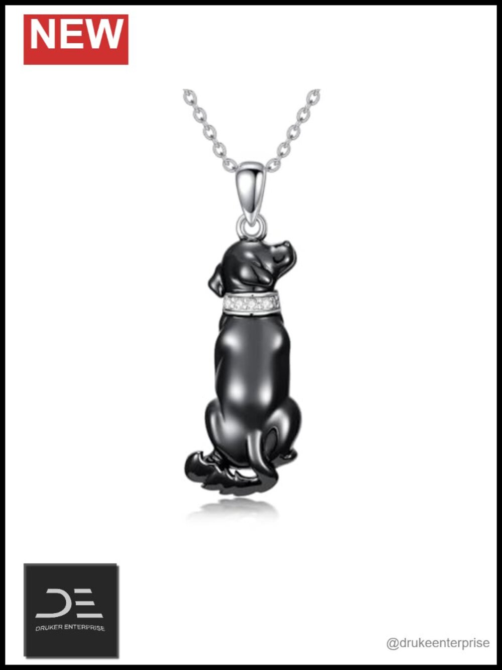 Lab Grown Diamond Sterling Silver Dog Pendant Necklace 18in